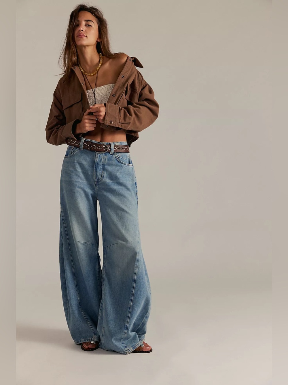 We the Free People Jeans 30 Eden High Slouchy Flare Jeans Button Fly Blue